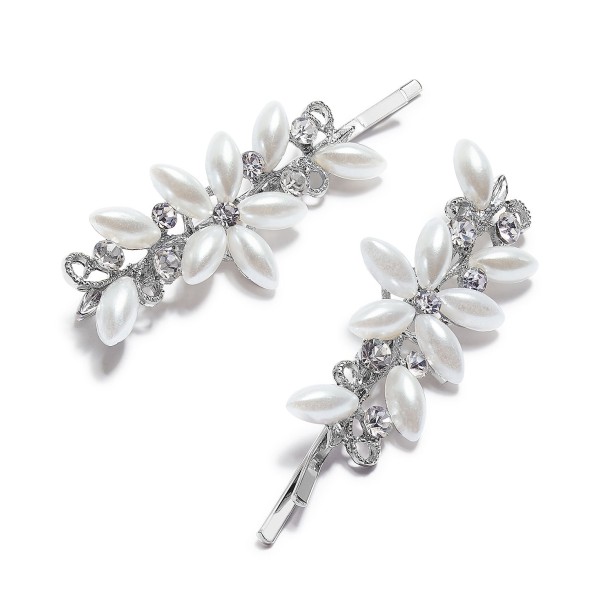 Silver-Tone Pearl Flower Bobby Pins