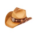 Cowboy Hat with Floral Trim Band and Stud