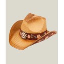 Cowboy Hat with Floral Trim Band and Stud