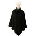 Women's Wide-Rib Button Turtleneck Poncho