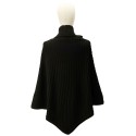 Women's Wide-Rib Button Turtleneck Poncho