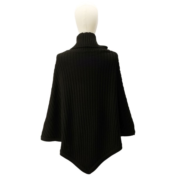 Women's Wide-Rib Button Turtleneck Poncho