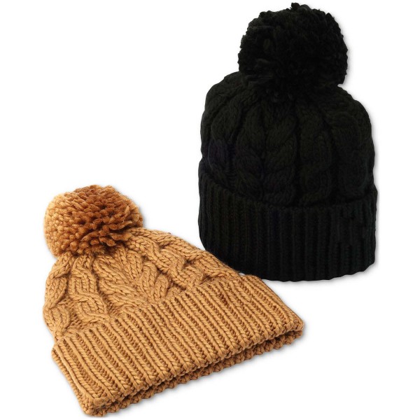 Women's Moving Cables Cuffed Pom Pom Beanie