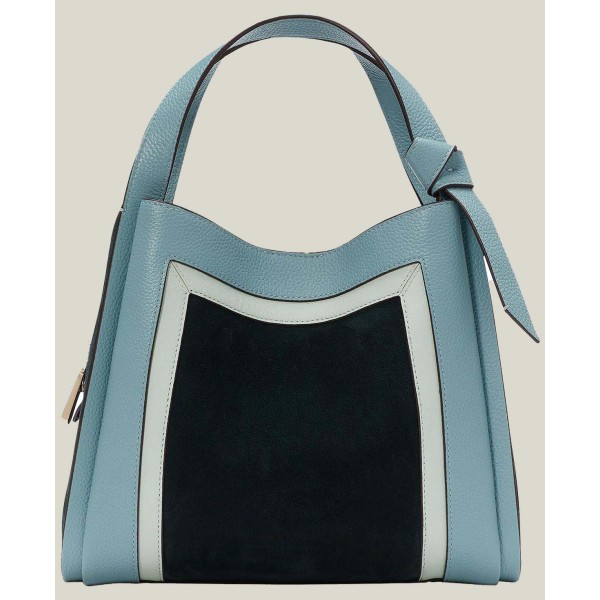 Colorblock Leather Small Crossbody Tote