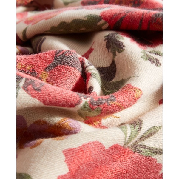 Women's Red Flowers Supersoft Wrap Scarf