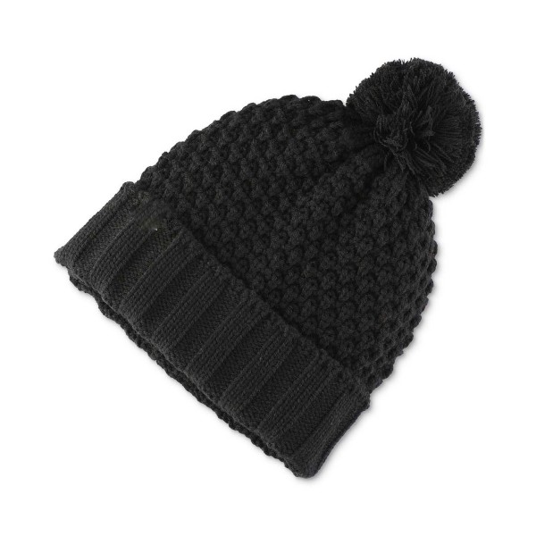 Men's Textured-Knit Cuffed Pom-Pom Beanies